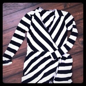 Women’s striped navy wrap dress